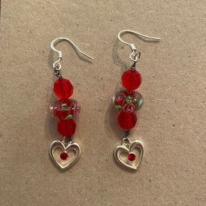 Heart charm earrings